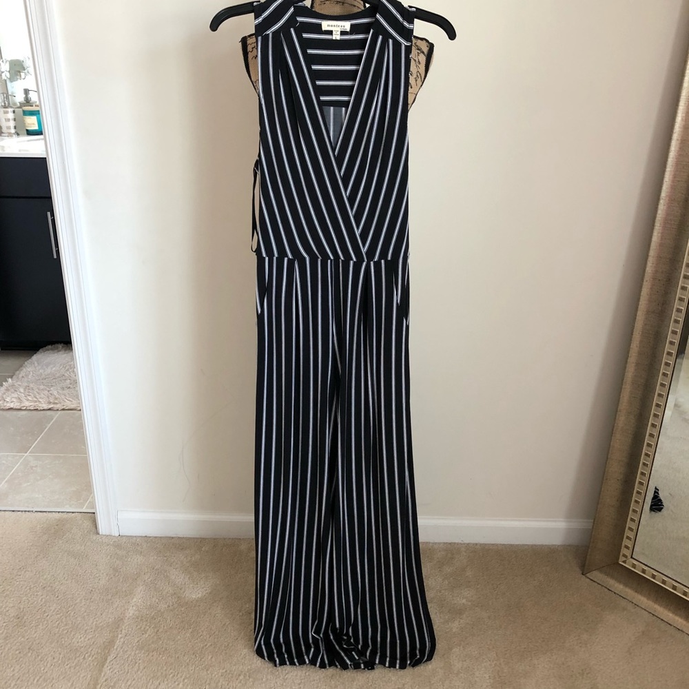 Black and White Striped Jumpsuit